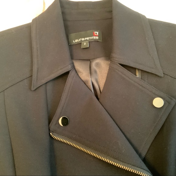 Laura petites Women’s Black Moto Jacket Size 2 - Picture 13 of 15